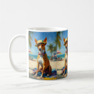 Mug Basenji sur la plage, cadeau d'été pour les amoure