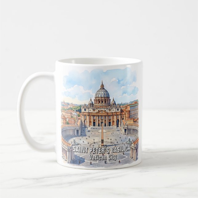 Mug Basilique Saint-Pierre personnalisée Cité du Vatic (Gauche)