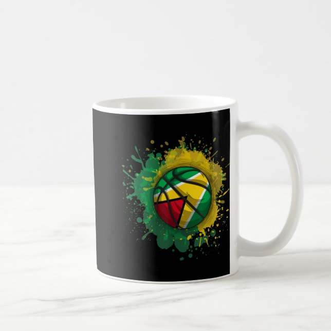 Mug Basket Avec Drapeau Guyana (Droite)