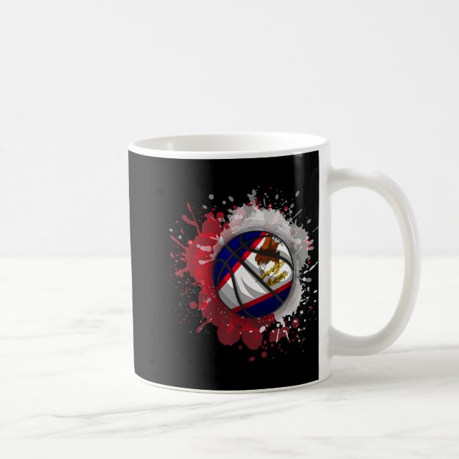 Mug Basket-ball avec drapeau des Samoa américaines (Droite)