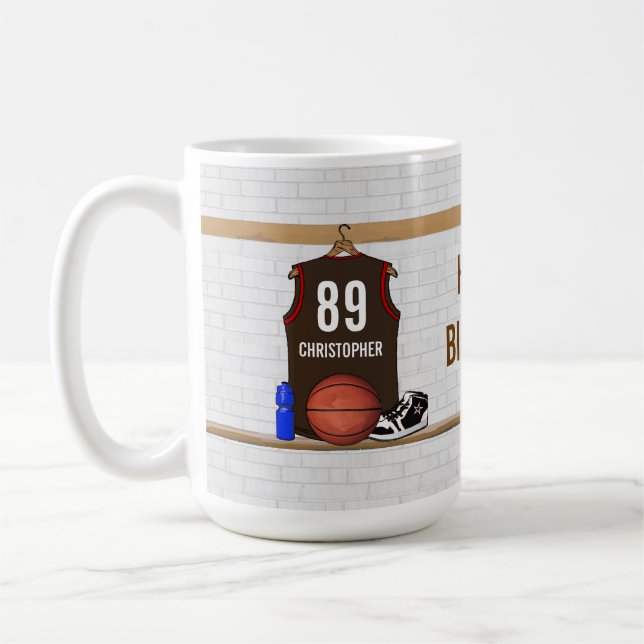 Mug Basket-ball Brown et rouge personnalisé Jersey (Gauche)