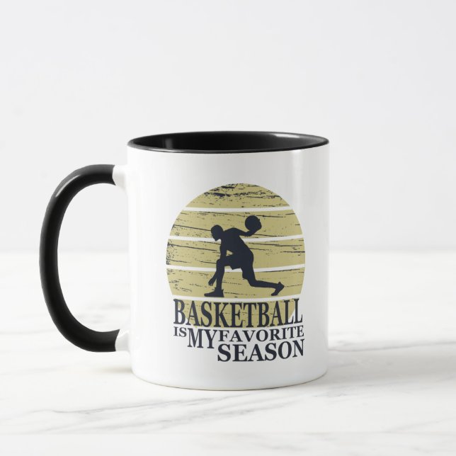 Mug basket-ball ma saison préférée rétro coucher de so (Gauche)
