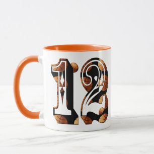 Mug Basket-ball numéro 12 logo photo,