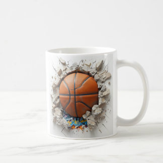 Mug Basket-ball orange 3D apparaissent à travers le mu