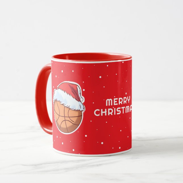 Mug Basket Ball Red Santa Hat Joyeux Noël (Devant gauche)