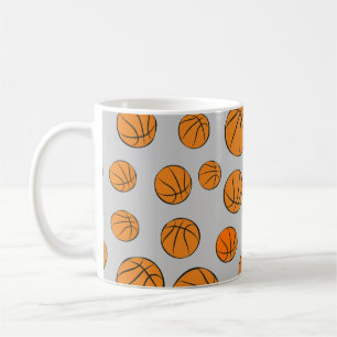 Mug Basketball Balls Motif sur Grey Arrière - plan