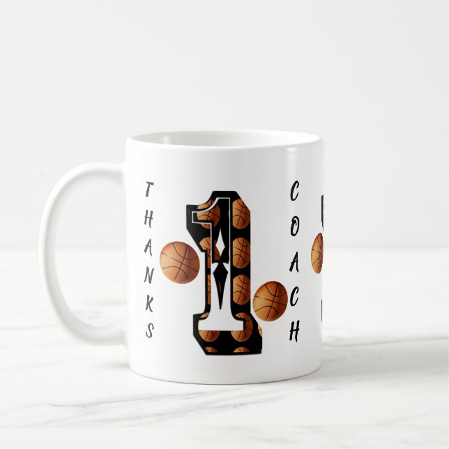 Mug Basketball Numéro 1 Logo, Merci Coach, (Gauche)