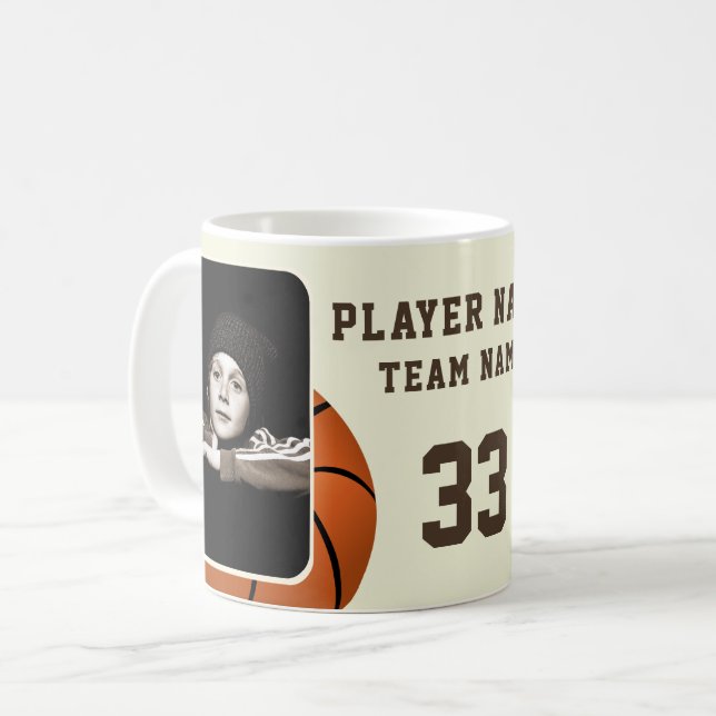 Mug Basketball Player Name Number Team 2 Photos (Devant gauche)