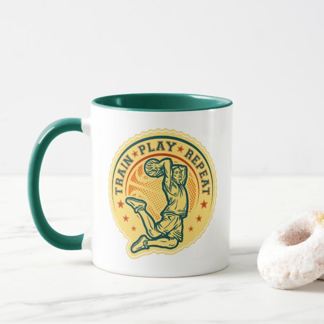 Mug Basketball Slam Dunk Design Vintage (Avec donut)