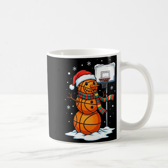 Mug Basketball Snowman Christmas Santa Hat Funny Xmas  (Droite)