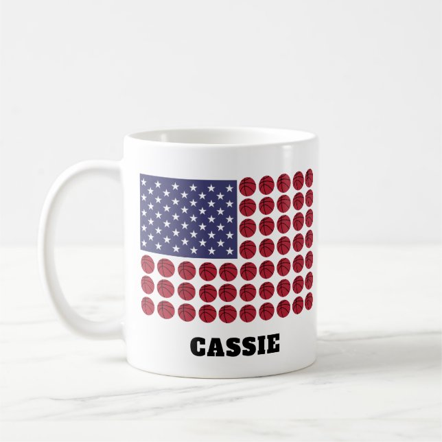 MUG BASKETBALL USA DRAPEAU PERSONNALISABLE (Gauche)