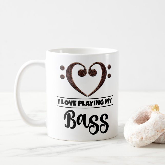 Mug Bass Clef Coeur J'Aime Jouer Ma Basse (Avec donut)