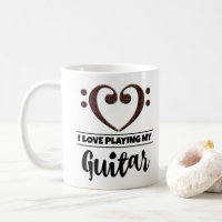 Bass Clef Coeur J'Aime Jouer Ma Guitare