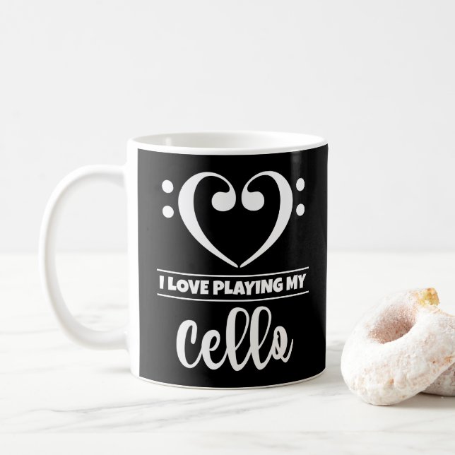 Mug Bass Clef Coeur J'Aime Jouer Mon Cello (Avec donut)