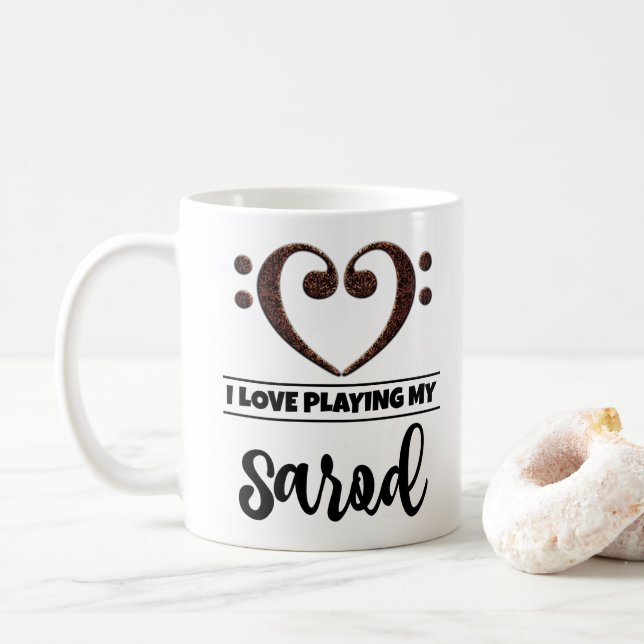 Mug Bass Clef Coeur J'Aime Jouer Mon Sarod (Avec donut)