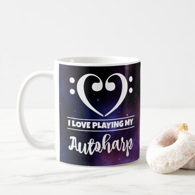 Mug Bass Clef Coeur pourpre Nebula Love Autoharp (Avec donut)