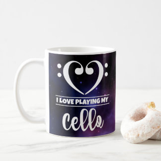 Mug Bass Clef Coeur pourpre Nebula Love Cello