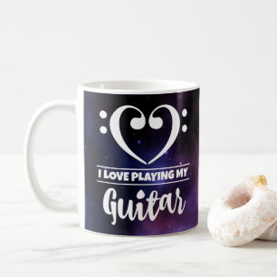 Mug Bass Clef Coeur pourpre Nebula Love Guitare