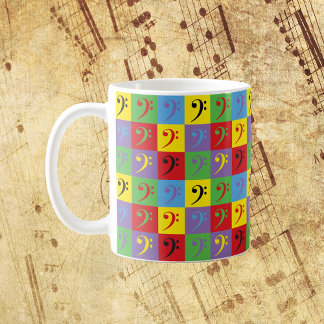 Mug Bass Clef Music Pop Art Rainbow Motif