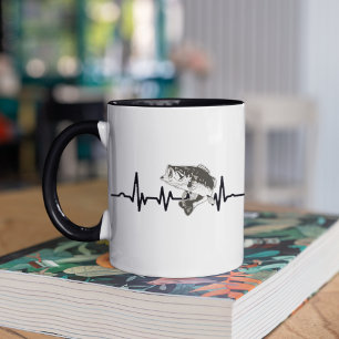 Mug Bass Fishing Pulse Heartbeat Sports Hobby 