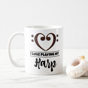 Mug Basse Clef Coeur J'Aime Jouer Ma Harpe