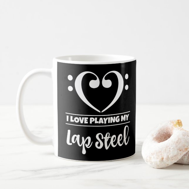 Mug Basse Clef Coeur J'Aime Jouer Mon Lap Steel (Avec donut)