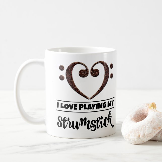 Mug Basse Clef Coeur J'Aime Jouer Mon Strumstick (Avec donut)