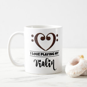 Mug Basse Clef Coeur J'Aime Jouer Mon Violon