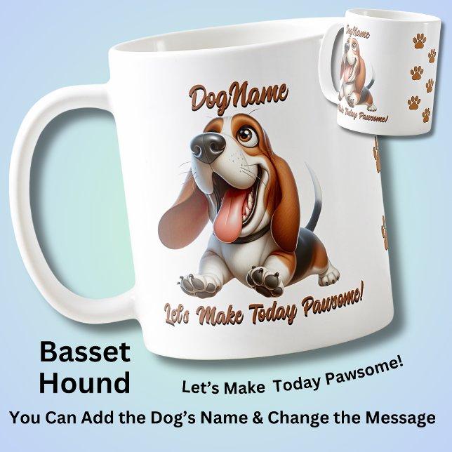 Mug Basset Hound - Ajouter le nom du chien, modifier l (Créateur téléchargé)