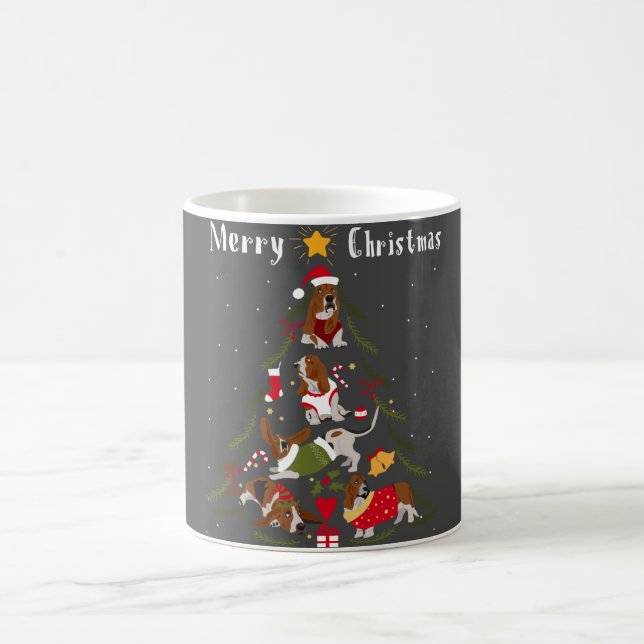 Mug Basset Hound Arbre de Noël Amoureux des chiens (Centre)