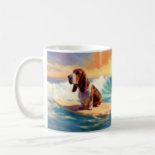 Mug Basset Hound Beach Surf Peinture