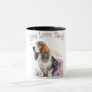 Mug Basset Hound Chien Maman Floral