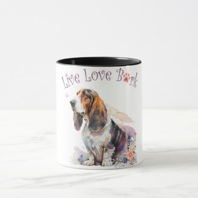 Mug Basset Hound Chien Maman Floral (Centre)