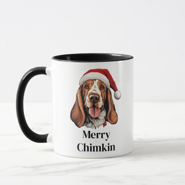 Mug Basset Hound Chien Santa Hat Noël (Gauche)