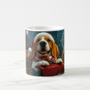 Mug Basset Hound Dog Roller Dessous de verre Noël