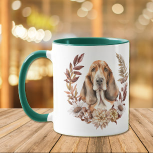 Mug Basset Hound Dog Verrerie d'automne