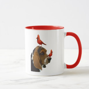 Mug Basset Hound et oiseaux
