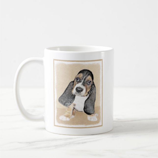 Mug Basset Hound Peinture Chiot - Art Chien original (Gauche)