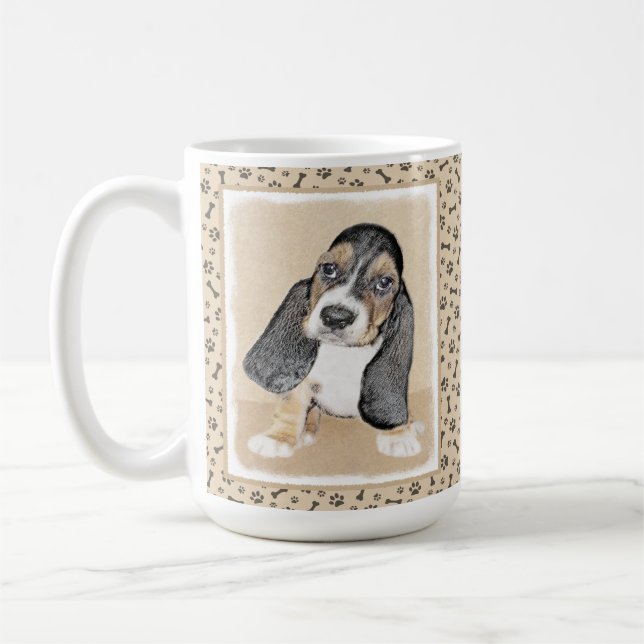 Mug Basset Hound Peinture Chiot - Art Chien original (Gauche)