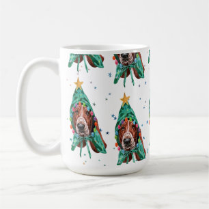 Mug Basset Hound race Chien Motif Stars Noël