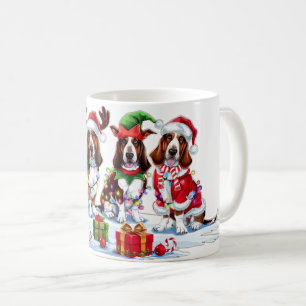Mug Basset hound Santa chapeau bois elfe lumière de No