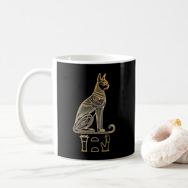 Mug Bastet, déesse égyptienne des chats. Nom dans les  (Avec donut)