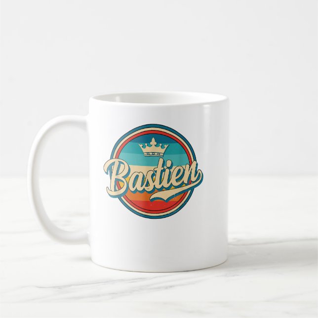 Mug Bastien retro nom personnalisé vintage prénom (Gauche)
