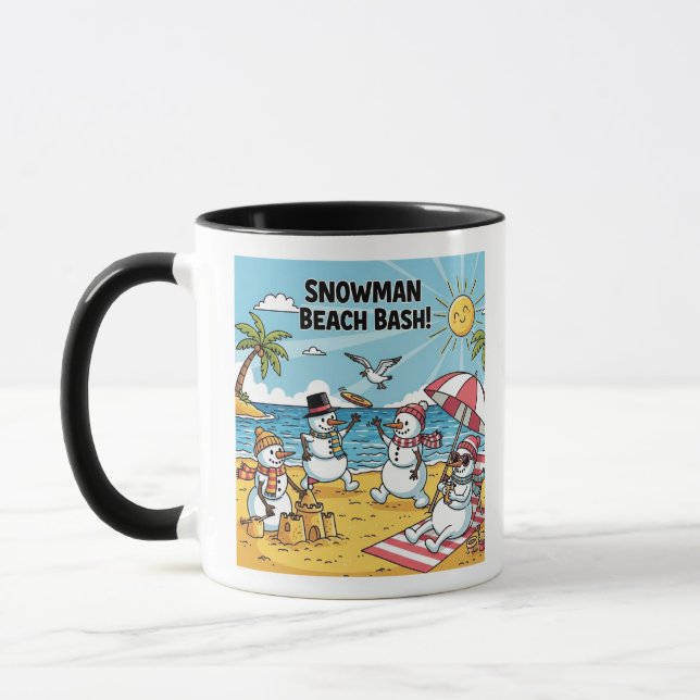 Mug Bataille de bonshommes de neige sur la plage (Gauche)