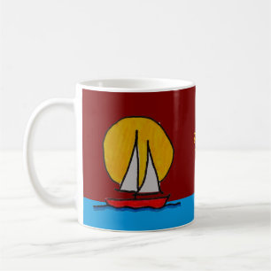 Mug Bateau à voile dans le soleil Deep Red