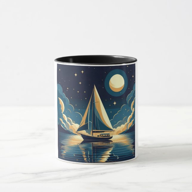 Mug Bateau à voile la nuit (Centre)