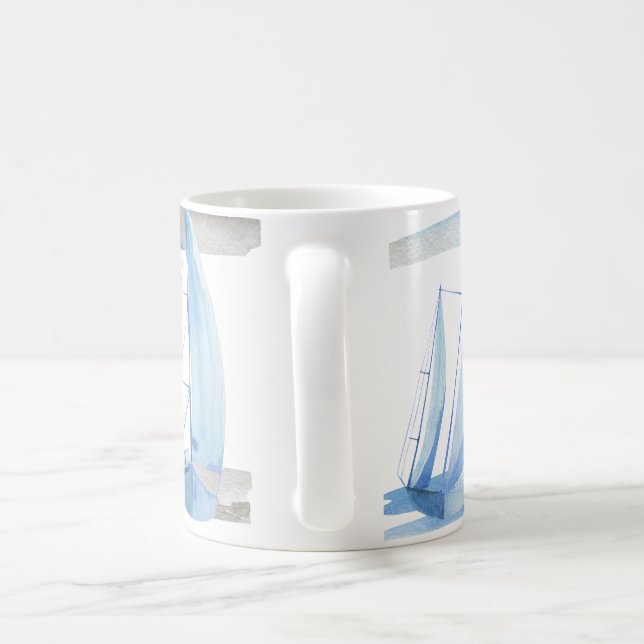 Mug Bateau à voile : motif aquarelle (Poignée)