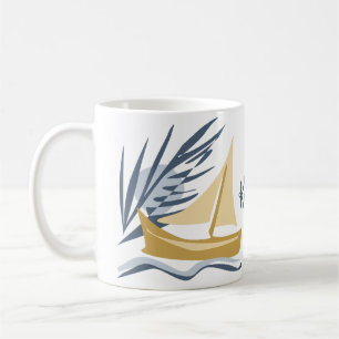 Mug Bateau à voile sur l'arrière - plan de la lune e