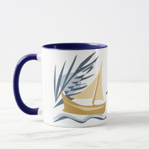 Mug Bateau à voile sur l'arrière - plan de la lune et