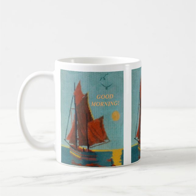 MUG BATEAU À VOILE TEXTUEL NEEDLEPOINT PAISIBLE  (Gauche)